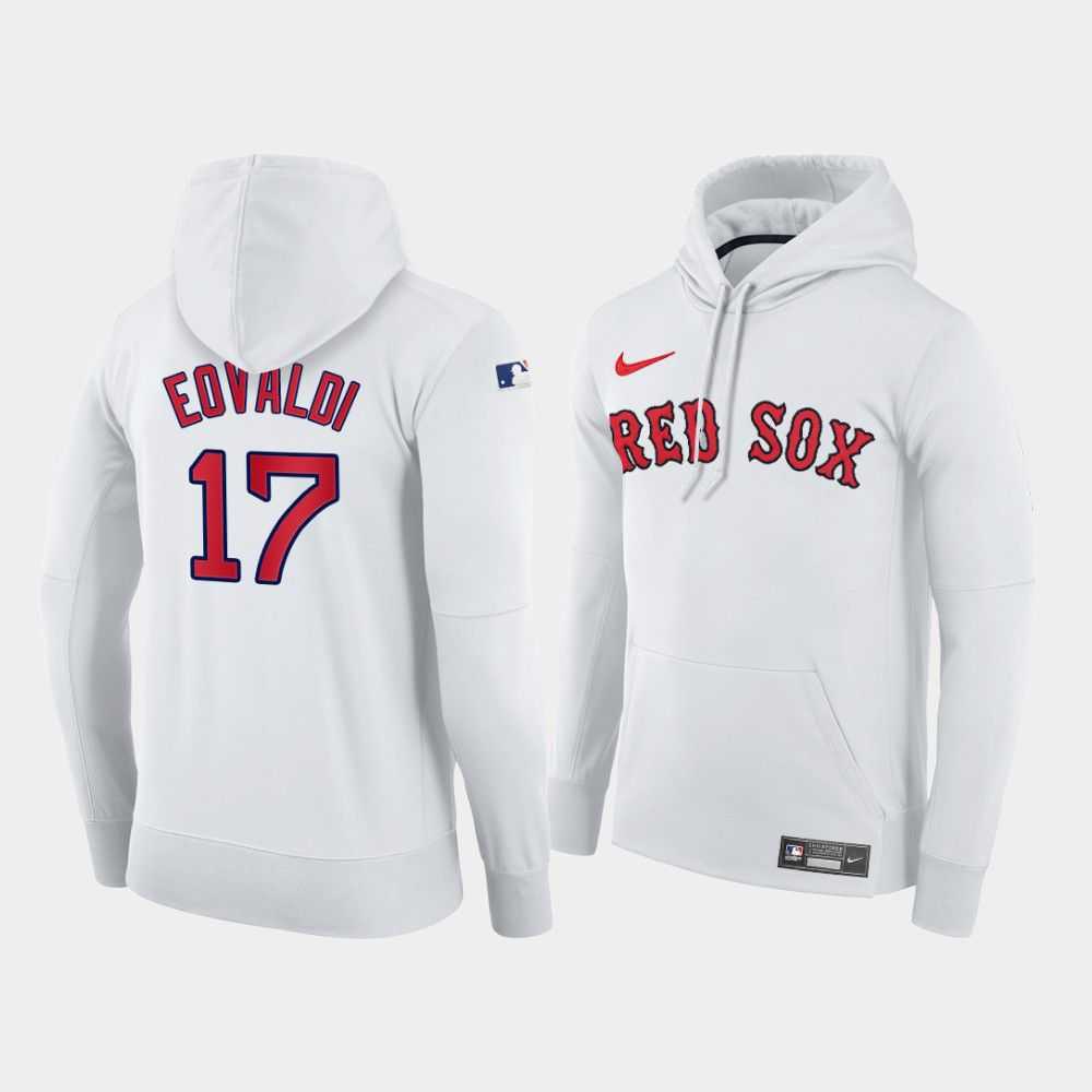 Men Boston Red Sox 17 Eovaldi white home hoodie 2021 MLB Nike Jerseys